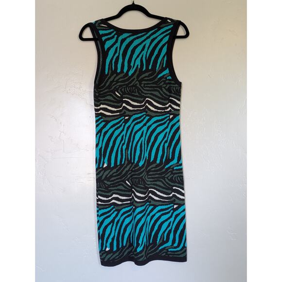 Banana Republic Issa London Dress Women Small Teal Black Zebra Print Thick Knit‎ - Picture 2 of 7